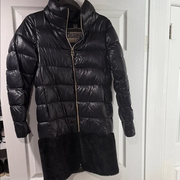 Herno Dark Gray Puffer Coat with Black Fur Trim - Picture 2 of 7